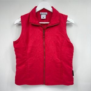 Columbia velour floral stitching red crimson vest S